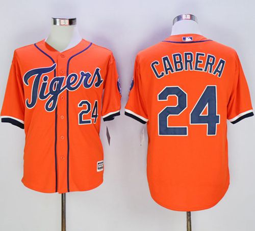 Tigers #24 Miguel Cabrera Orange New Cool Base Stitched MLB Jersey - Click Image to Close